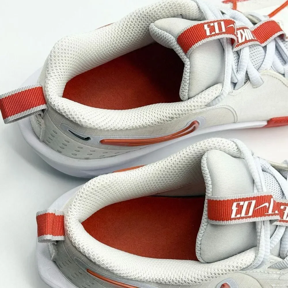 Nike Air Zoom GT Cut 3 in White Picante Red Lace Up Low Sneakers - Grade School